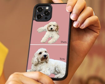 Individuelle Handyhülle für Welpen und Erwachsene | Personalisiertes Haustierportrait | Hunde-Denkmal und Haustier-Verlust-Geschenk | Ab und zu Illustration | iPhone/Samsung