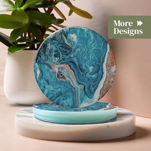 Blue Marble Glass Coasters | Unique Marble Paintings | Coffee Table Coaster Set | Personalised for you | Marble Coaster | Christmas Gift