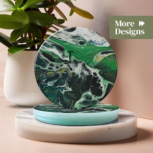 Dessous de verre marbré vert | Peintures uniques en marbre | Ensemble de sous-verres pour table basse | Personnalisé pour vous | Dessous de verre en marbre | Cadeau d&#39;anniversaire