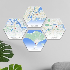 Personalisierte Landkarte Kunst auf Holzfliesen | Personalisierte Drucke mit Ihren Besonderen Orten | Perfekt für Reisende | Valentinstagsgeschenk für Sie / Ihn