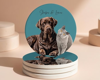 Custom Pet Ceramic Coasters - Personalized Coasters Set