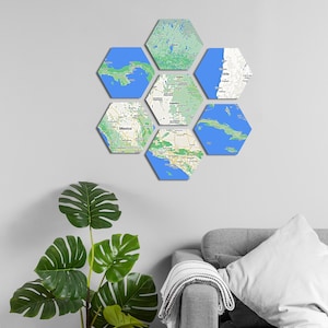 Individuelle Landkarte Kunst auf Holzfliesen | Personalisierte Drucke mit Ihren Besonderen Orten | Perfekt für Reisende | Einweihungsgeschenk für Sie / Ihn