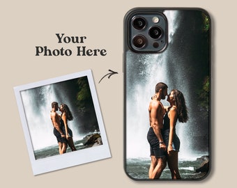 Custom Photo Phone Case | Personalised Picture Portrait | Tempered Glass cover for Apple iPhone 15 14 13 12 11 XR Xs 8 7 6 Mini Pro Max Plus