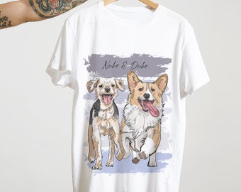 Custom Pet Portrait T-shirt | Hand-drawn sketch | Personalized Unisex Shirt for Adults and Kids | Birthday Gift | Pet Memorial Gift