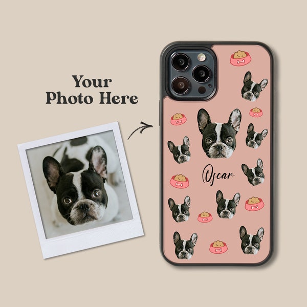 Custom Pet Head Pattern Phone Case | Personalised dog Portrait  Dog/ Cat memorial gift | Gifts for Dog Lovers & Pet Loss | iPhone + Samsung