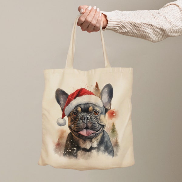 French Bulldog Christmas Tote Bag | Christmas Edition Pet Tote Bag | Personalised Shopping Bag | Christmas Gift