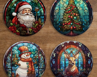 Stained Glass Christmas Coasters | 10 Unique Christmas Coaster| Coffee Table Coaster Set | Personalised for you | Christmas Gift