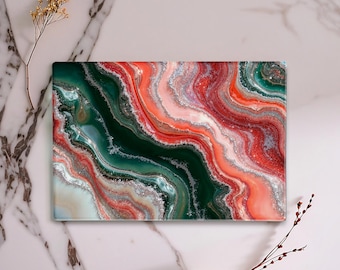 Red Green Marble Placemat - Luxury Glass Table Mat