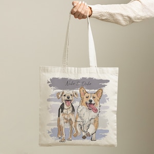 Custom Pet Portrait Tote Bag | Hand-drawn Sketch | Gifts for Dog Lovers & Pet Loss | Cat or Dog Owner Gift | Birthday Gift