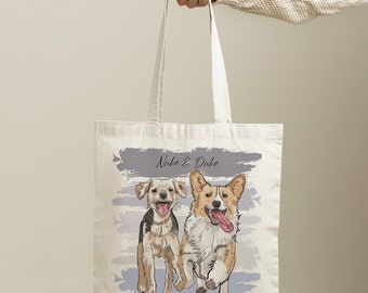 Custom Pet Portrait Tote Bag | Hand-drawn Sketch | Gifts for Dog Lovers & Pet Loss | Cat or Dog Owner Gift | Birthday Gift