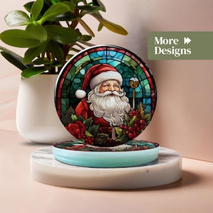 Ensemble de sous-verres de Noël en vitrail personnalisés - 10 designs festifs