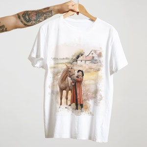T-shirt personnalisé pour portrait d'animal de compagnie - Aquarelle personnalisée à partir de votre photo | Chemise unisexe pour adultes et enfants | Cadeau d'anniversaire