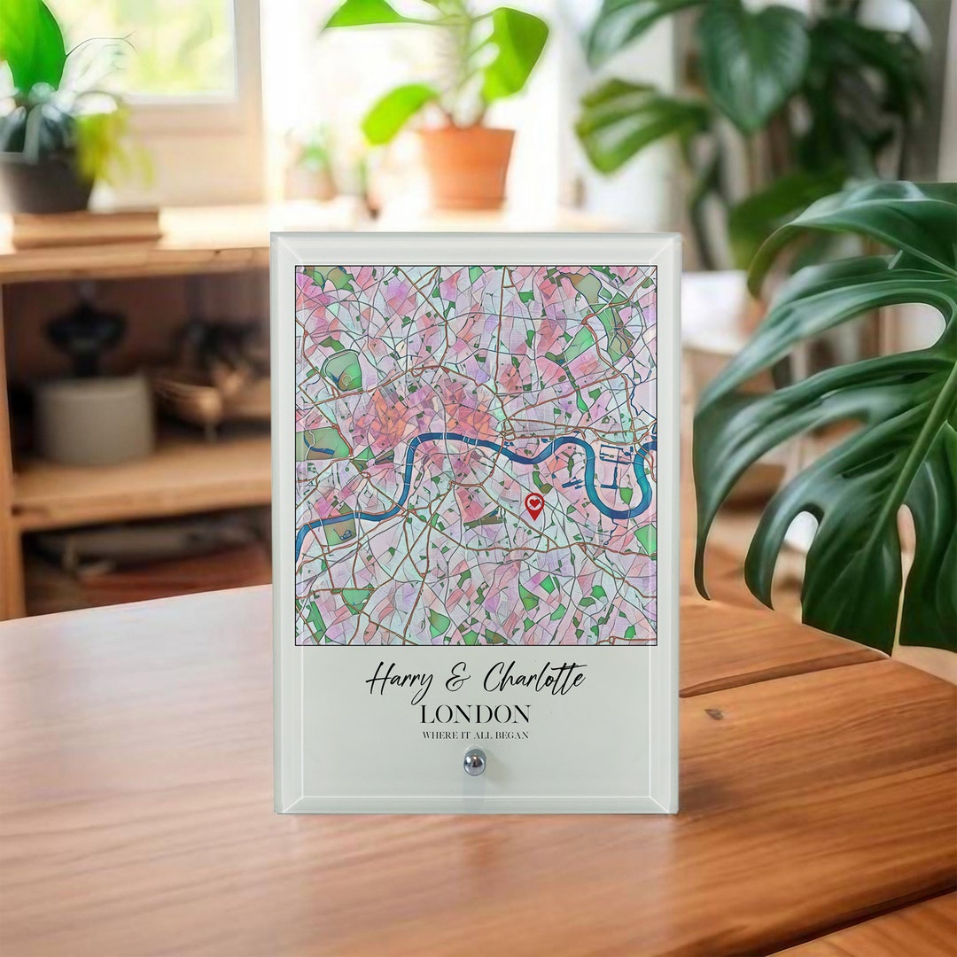 Glass Map Work Table Personalised Map, Glass Desk Art | Custom Where It All Began City Print ...