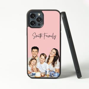 Coque de portable personnalisée avec portrait de famille | Couverture Personnalisable | Impression d'artiste | Cadeau pour lui/elle | Étui de téléphone pour iPhone et Samsung