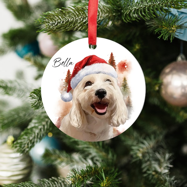 Benutzerdefinierte Haustier Weihnachtsmann Ornament | Personalisierte Hundeportrait Cover | Hund/ Katze Erinnerungsgeschenk | Personalisierte Christbaumkugel & Baumschmuck