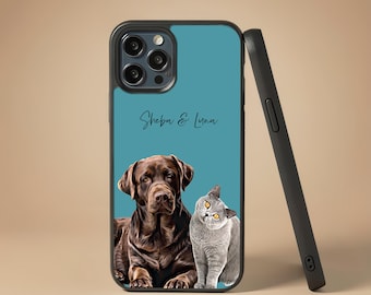 Custom Pet Phone Case for iPhone & Samsung, Personalised Dog or Cat Portrait