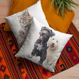 Custom Pet Pillow Personalised Pet Portrait Pet memorial gift Gifts for Dog Lovers & Pet Loss Pet portrait painting 4 art styles image 5
