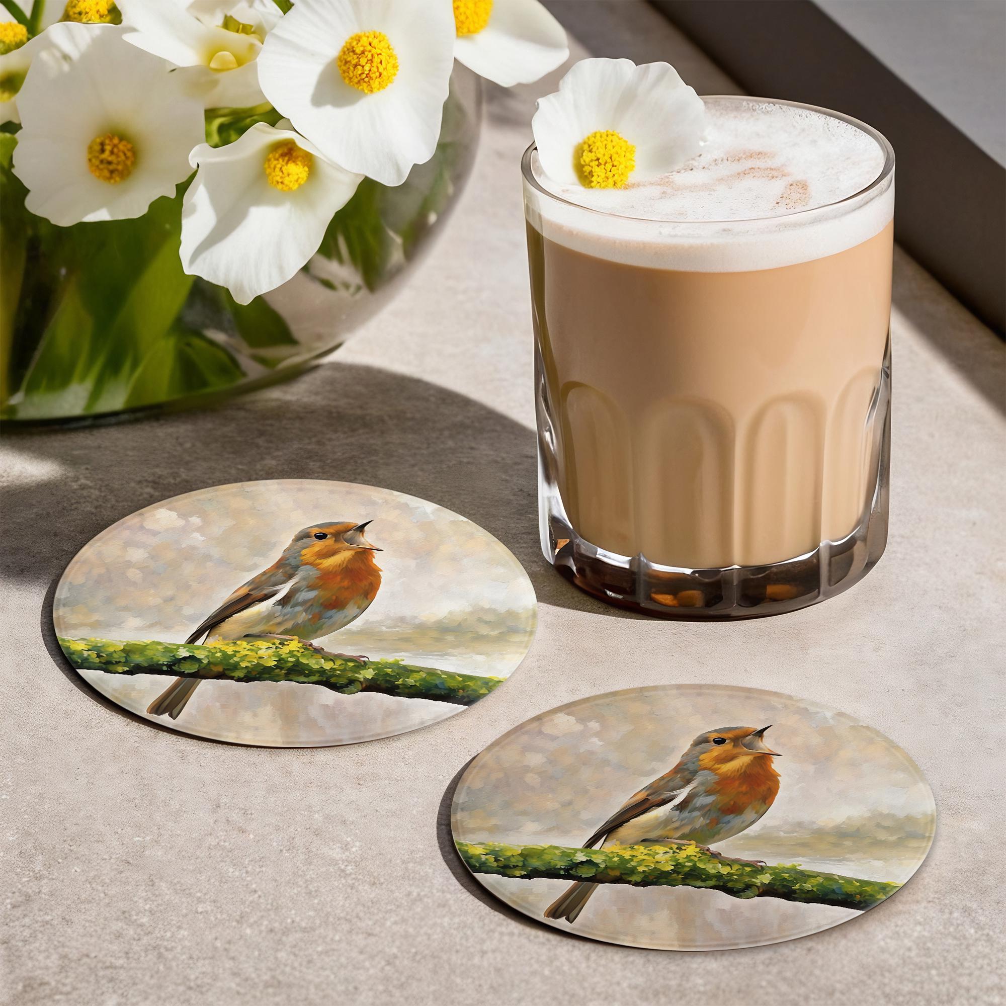 Robin Bird Glass Coasters | Personalized Animal Lover Gift, Set of 4 - Etsy