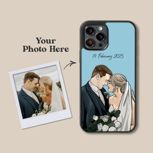 Custom Wedding Hand-drawn Vector Phone Case | Personalised Wedding Portrait Case | Couples Gift | Birthday Gift | iPhone & Samsung