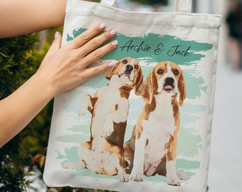 Personalised Pet Portrait Tote & Shopping Bag - Custom Vector Art from Pet Photo - Unique Pet Lover Gift, available in 3 sizes / colours