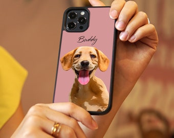 Personalised Pet Phone Case - Custom Vector Art on Tempered Glass Cover, from Pet Photo - Pet Lover Gift, available in iPhone & Samsung