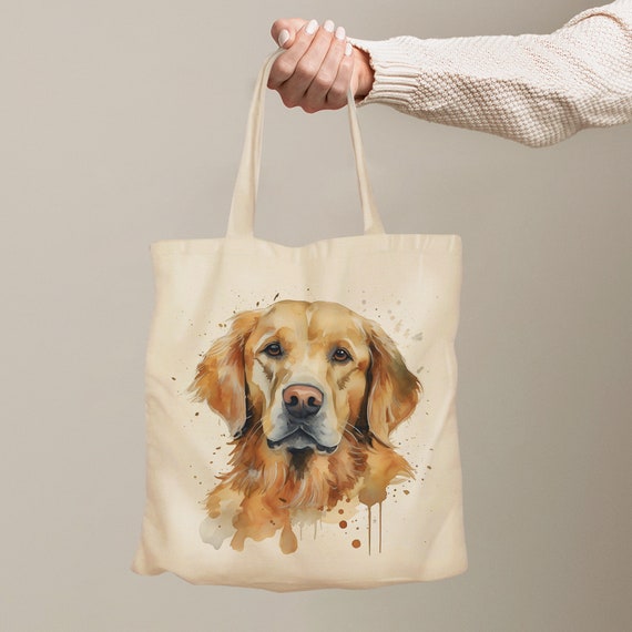 Golden Retriever Dog with Flowers Tote Bag
