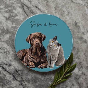 Custom Pet Coasters | Glass Placemats | Coffee Table Coaster | Personalised Pet Portrait | Dog Lovers & Pet Loss | Cat / Dog Owner Gift