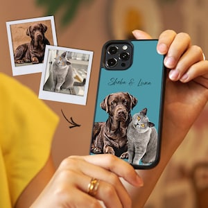 Custom Pet Phone Case | Personalised dog Portrait Cover | Dog/ Cat memorial gift | Gifts for Dog Lovers & Pet Loss | iPhone/ Samsung cases