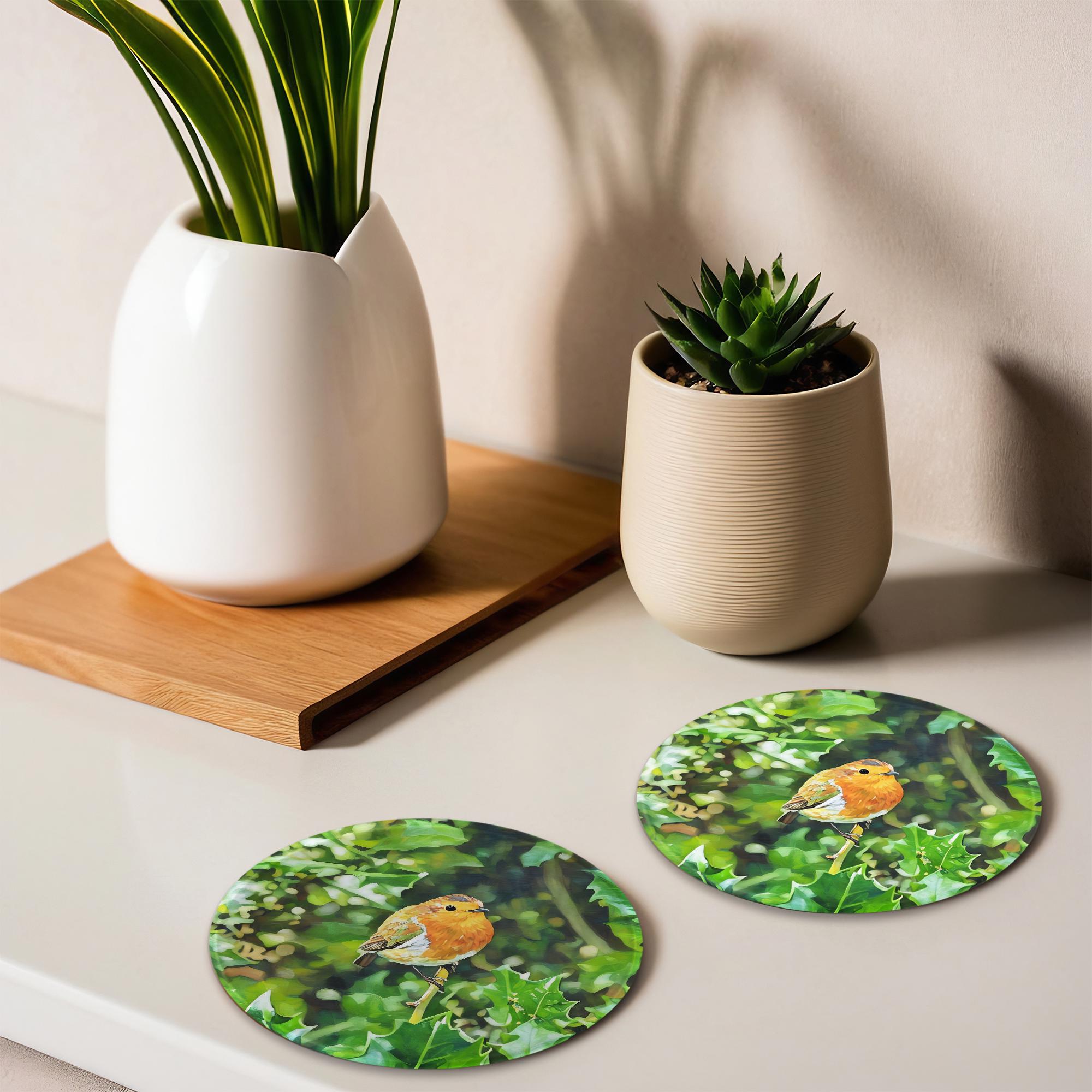 Robin Bird Glass Coasters | Personalized Animal Lover Gift, Set of 4 - Etsy
