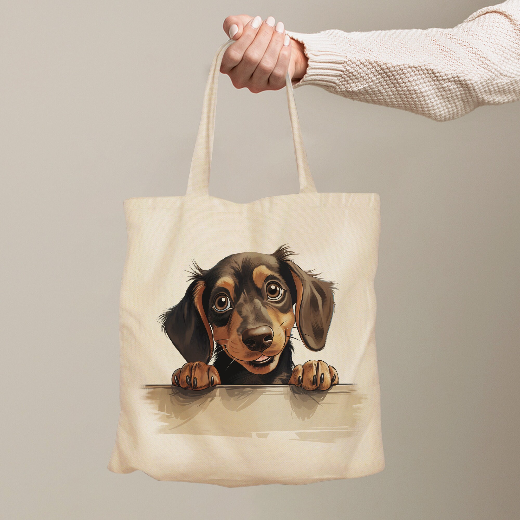 Cute Peeking Dachshund Tote Bag Dachshund Watercolour Painting Personalised Shopping Bag Gift for Pet Owner Etsy