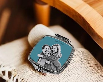 Custom Sketch Couple Mirror | Personalised Compact Mirror | Purse Keepsake | Personalized Gift for Couples | 3 Shapes/ Sizes