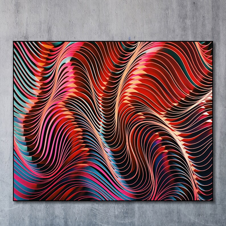 Large Wood Wall Art Red Swirl Abstract Digital Print Wall Etsy