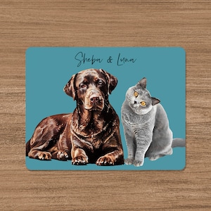 Personalized Pet Mouse Pad | Custom Dog or Cat Portrait | Keepsake for Pet Owners in 3 Sizes