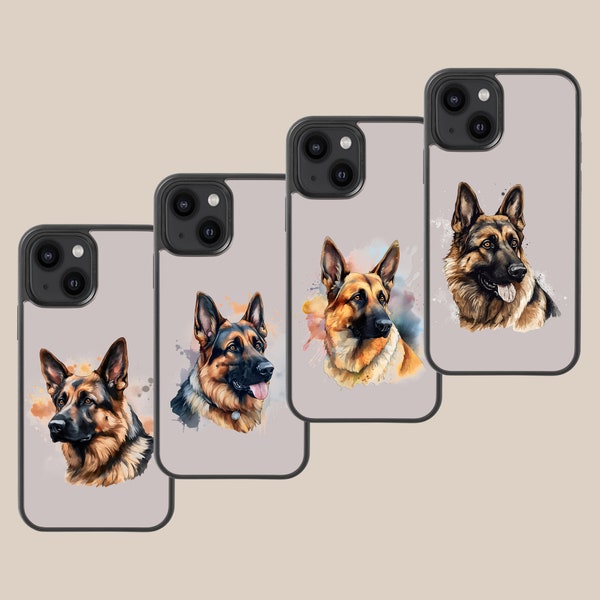 German Shepherd Watercolour Art | Custom Glass Phone Case | Gifts for Dog Lovers | iPhone + Samsung cases | Personalised for you