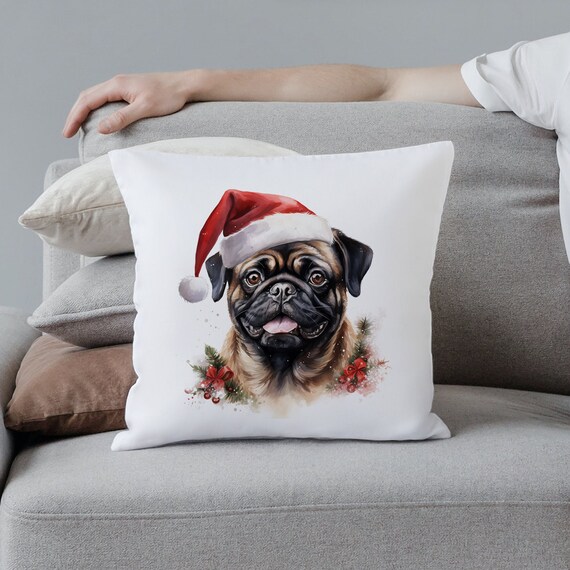 Pug christmas pillow hotsell