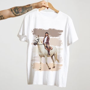 Custom Horse Portrait T-shirt | Personalized Unisex Shirt for Adults and Kids | Birthday Gift for Horse Lovers | Pet Memorial Gift