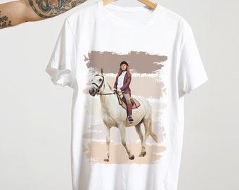 Custom Horse Portrait T-shirt | Personalized Unisex Shirt for Adults and Kids | Birthday Gift for Horse Lovers | Pet Memorial Gift