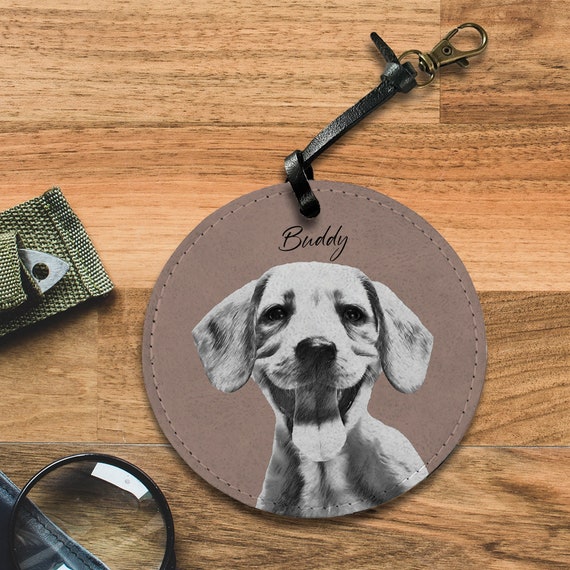 Custom Pet Sketch Bag Tag Charm Personalised Leather Charm Dog Cat Memorial Gift Gifts for Dog Lovers Pet Loss Gift for Him her Etsy