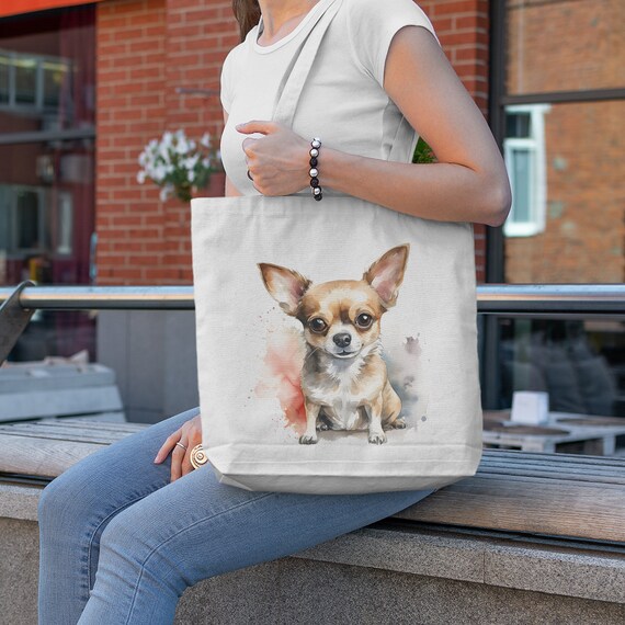 Bolso de mano Chihuahua III Pintura colorida de acuarela Bolsa de compras personalizada Etsy Mexico