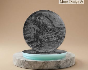 Stone Marble Glass Coasters | Personalised Marble Art Coaster Set