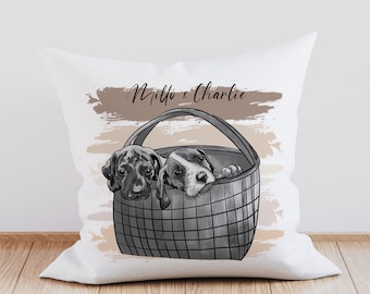 Custom Hand-drawn Pet Pillow | Personalised Pet Portrait | Pet memorial gift | Gifts for Dog Lovers & Pet Loss | Hand-drawn Pet Sketch