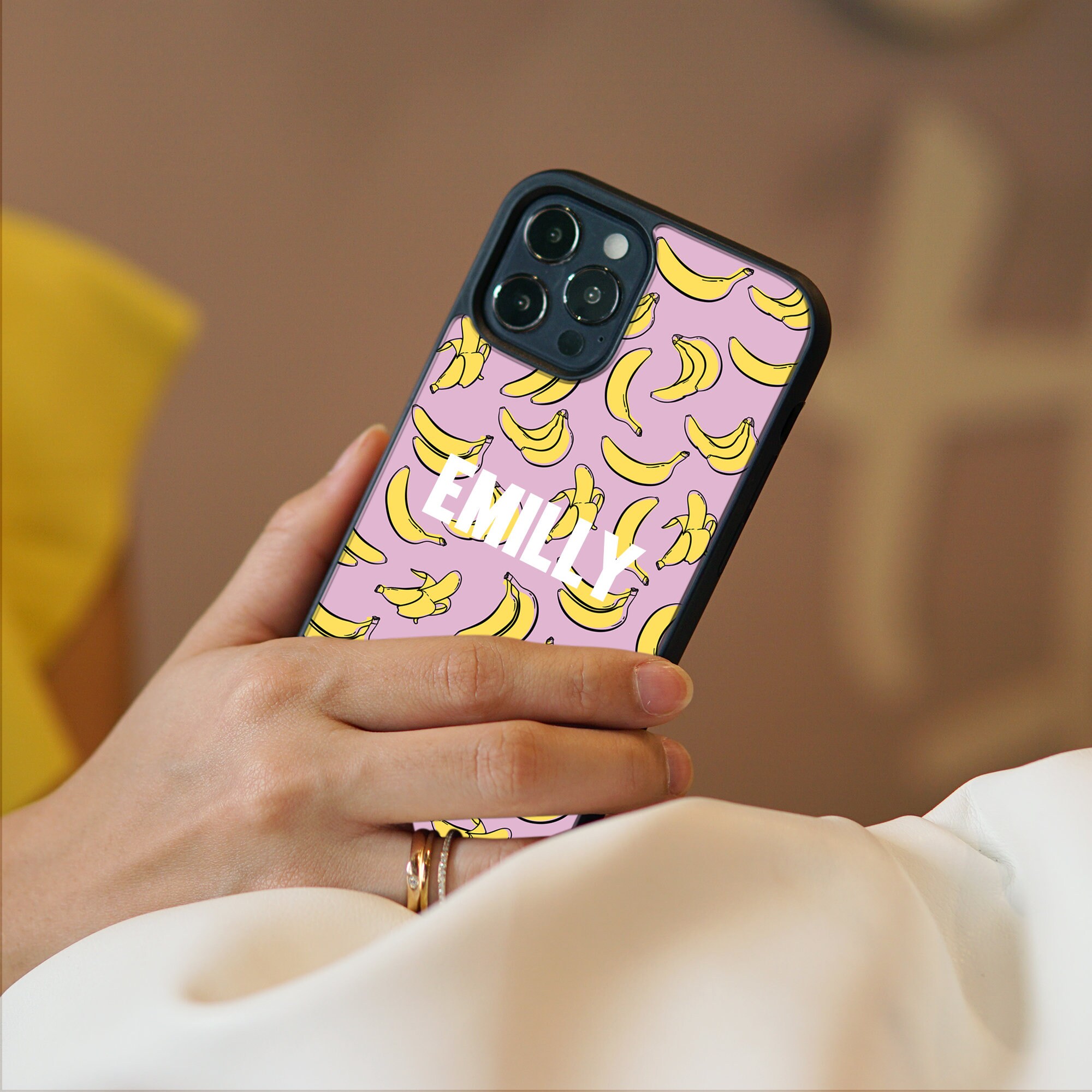 Custom Banana Phone Case Personalised Name Pattern Case Etsy