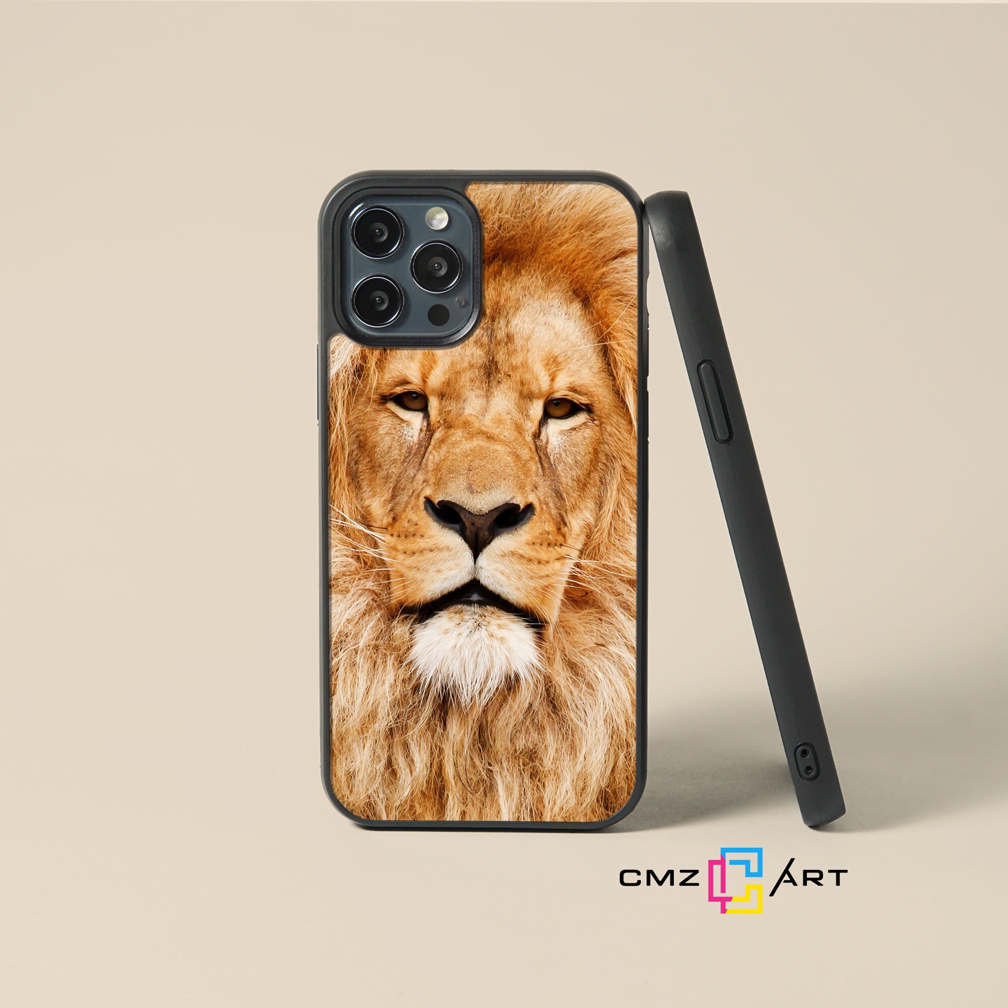 Lion's Face Phone Case Personalised Animal Cover Etsy