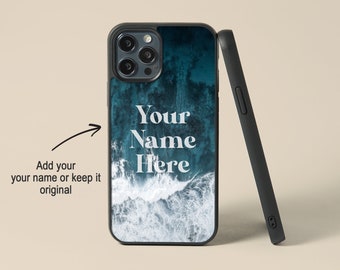 Ocean Wave Phone Case | Personalised Name Landscape Case | Tempered Glass Cover | Customised gift | iPhone & Samsung Galaxy