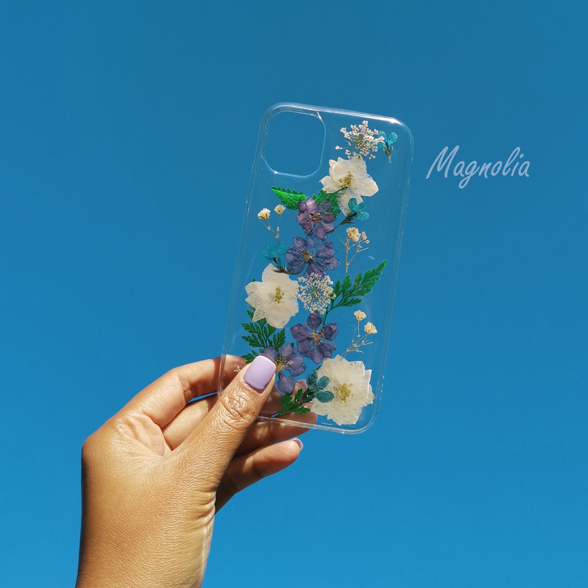 Handmade Real Dried Pressed Flower Phone Case Clear Silicone Etsy UK