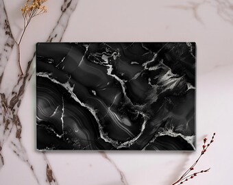 Black & White Marble Placemat - Luxury Glass Table Mat