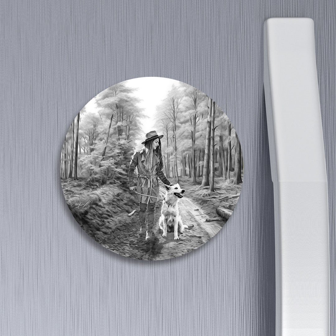 Custom Pet Portrait Fridge Magnet - Personalized Sketch Painting Your ...