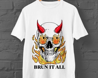 Skull Bunt It All Graphic T-Shirt | Custom Skull Tee | White Unisex Shirt | Slim-fit, crew neck | Sizes: Kids Ages 1 - 12, Adult XS - 3XL
