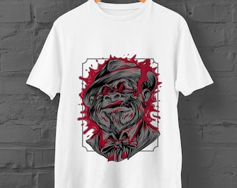 Bloody Ape Graphic T-Shirt | Custom Ape Tee | White Unisex Shirt | Slim-fit, crew neck | Sizes: Kids Ages 1 - 12, Adult XS - 3XL