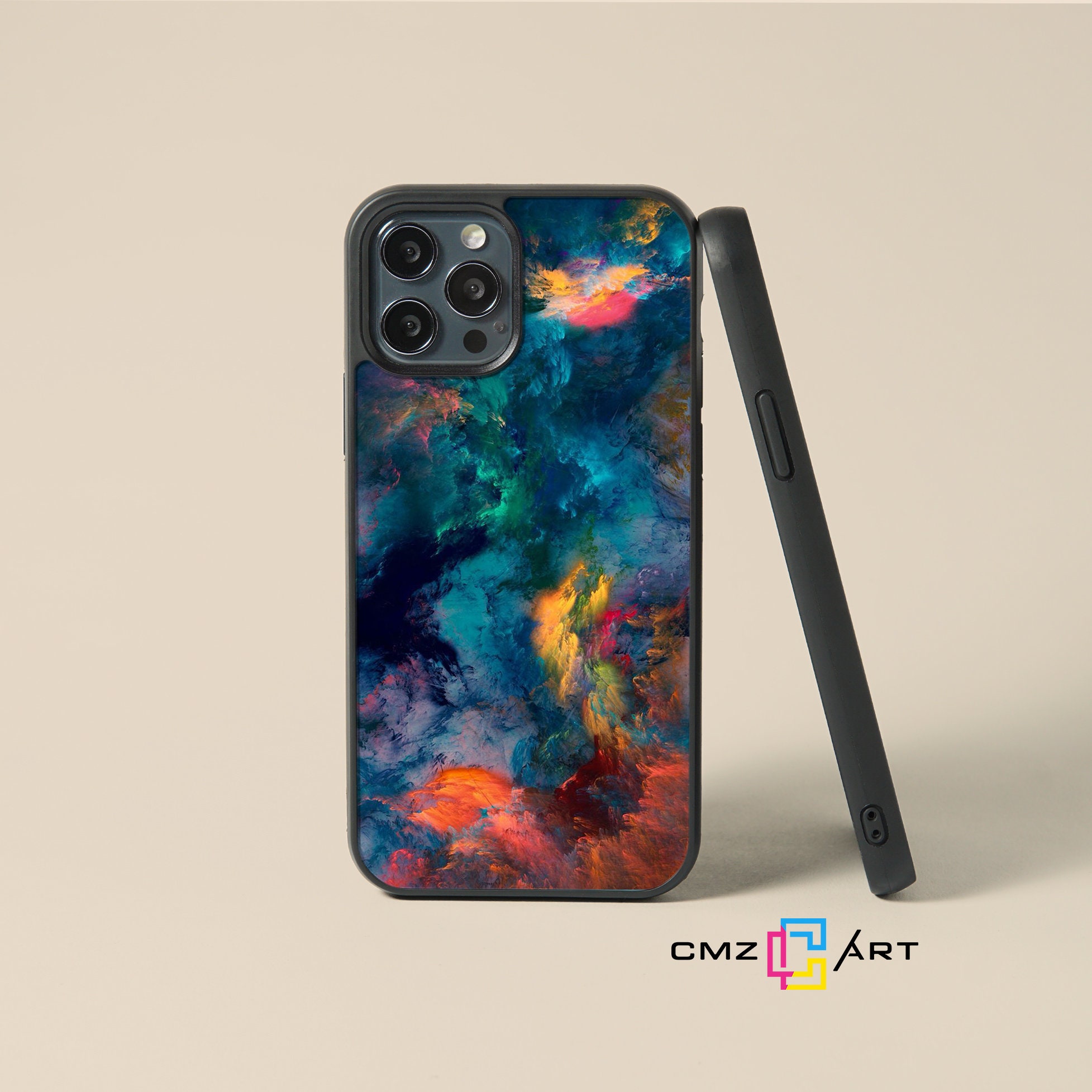 Watercolor Phone Case - Personalised Abstract Cover - Tempered Glass …